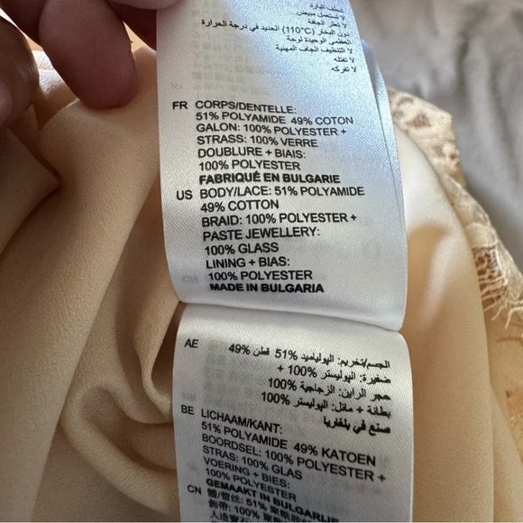 Sandro Peach High Neck Lace Rhinestones Cocktail Mini Dress size 40/ US4 - Picture 15 of 16